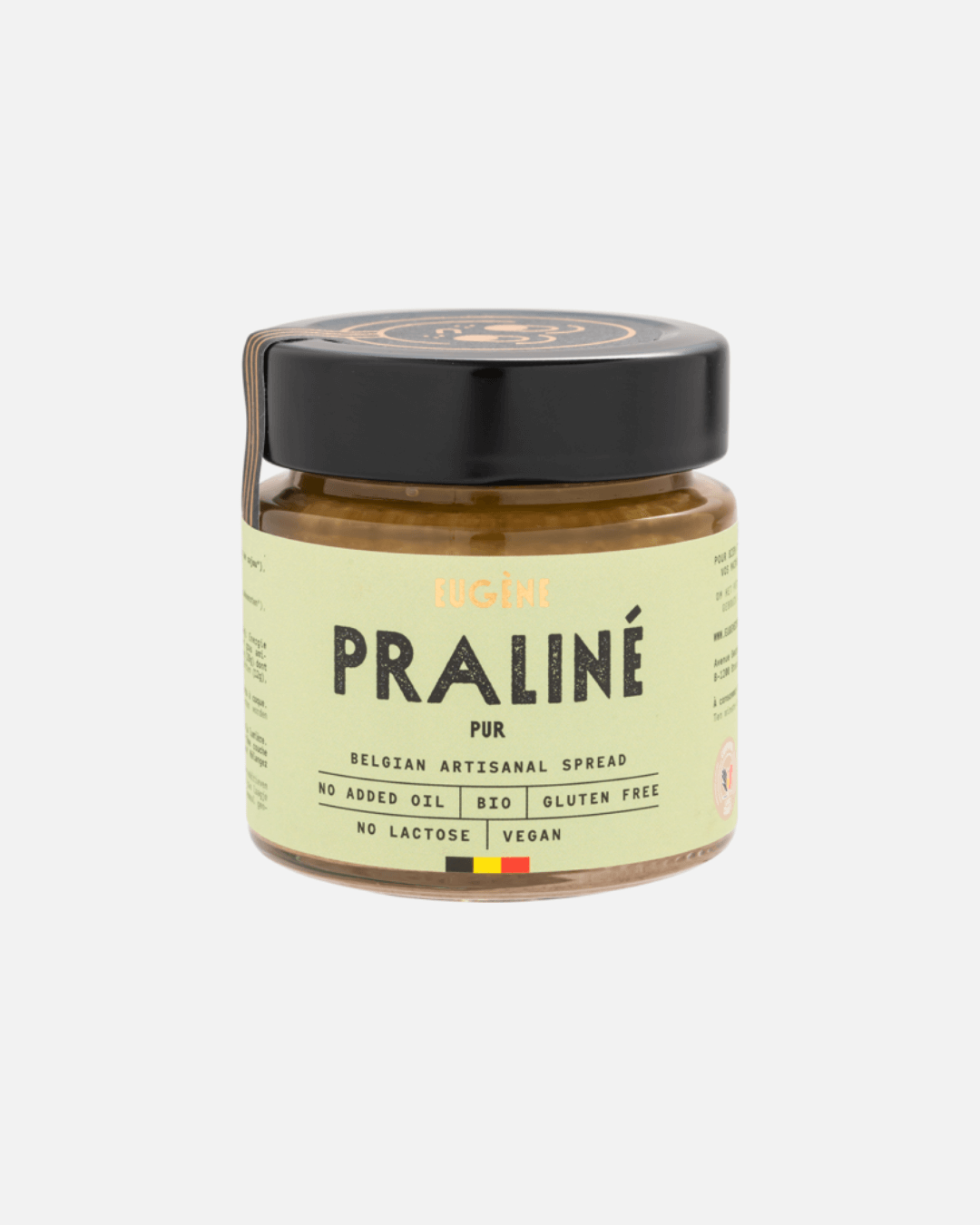 Glas "Praliné Pur" von Atelier Eugène Chocolatier, Nussbutter aus Bio-Piemont-Haselnüssen, belgischen Walnüssen und Cashews.