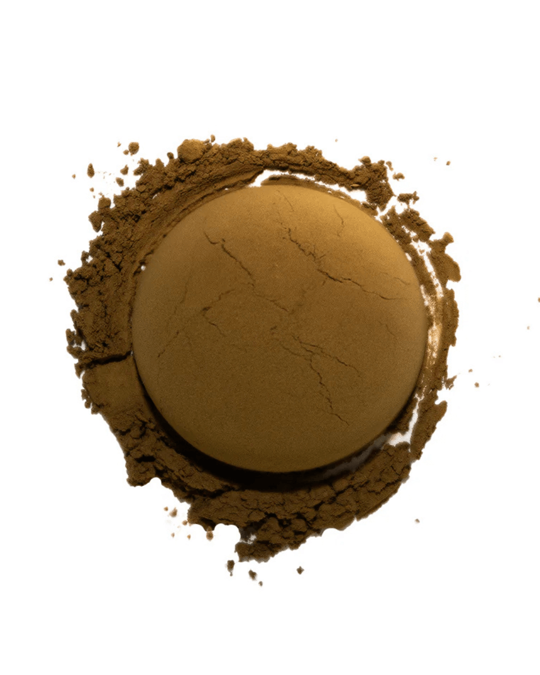 Fein gemahlenes Matchasome Hojicha Pulver in schokoladenbrauner Farbe.