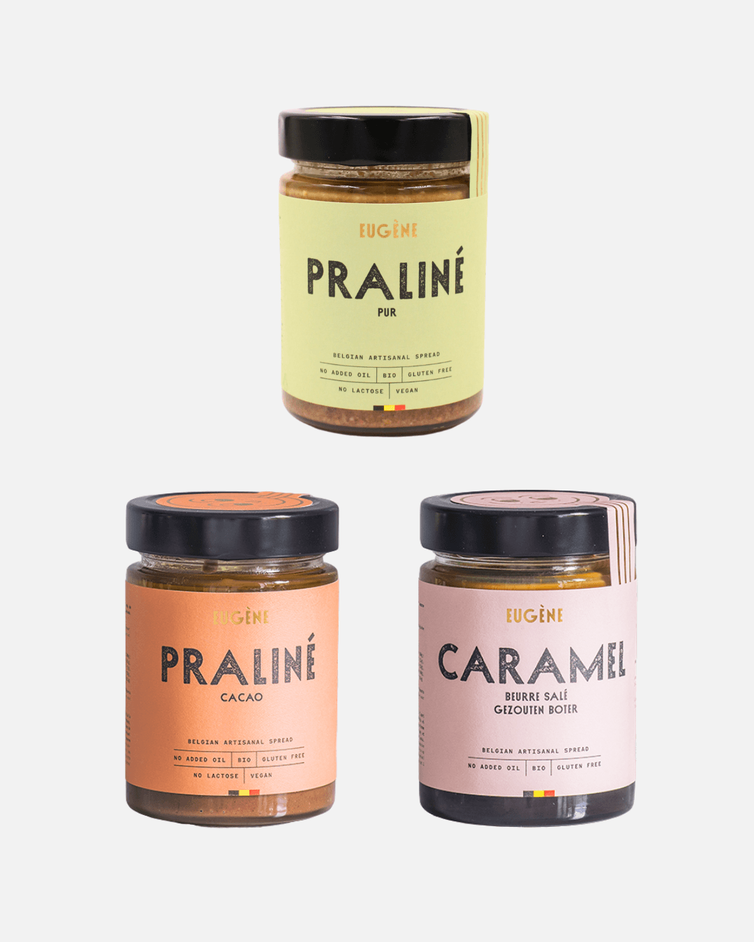 Organic Praliné & Caramel Tasting Set, 3 x 270g