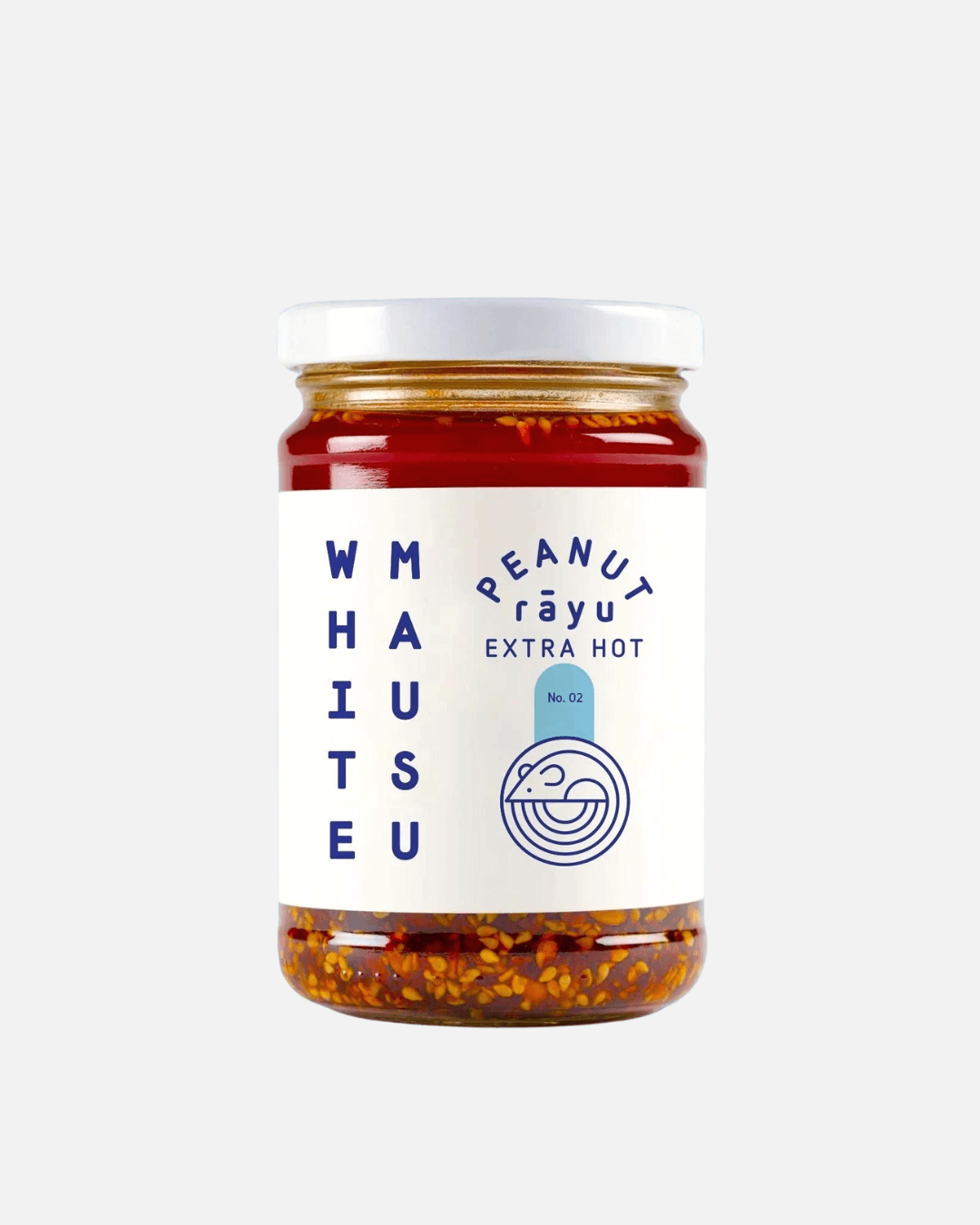 Extra Hot Peanut Rāyu von White Mausu – scharfes, knuspriges Chiliöl mit Erdnüssen, Sesam und Knoblauch.