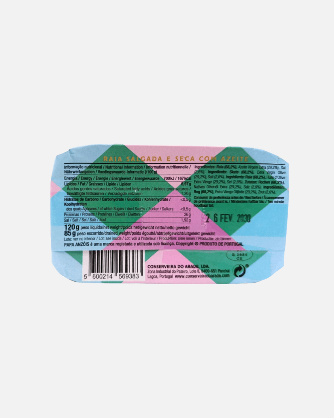 Gesalzener, getrockneter Rochen in nativem Olivenöl extra, 85g