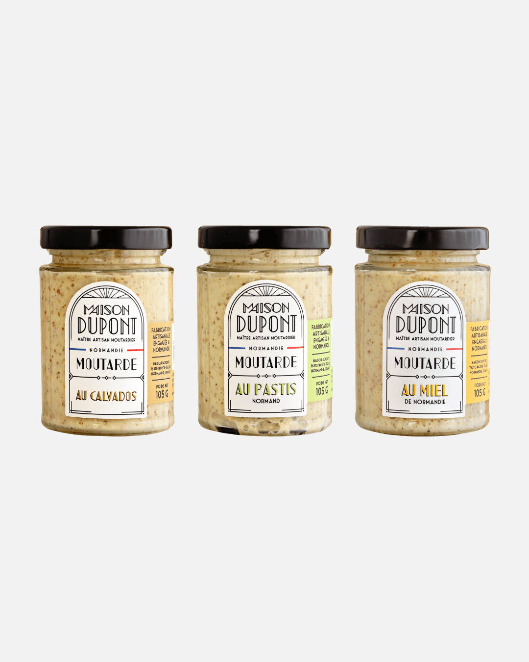 Maison Dupont Normandy Mustard Tasting Set, 3 x 105g