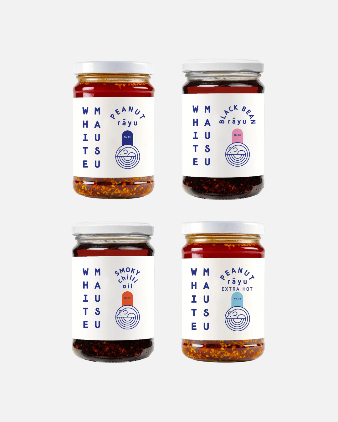 White Mausu Chili Oil Tasting Set, 4 x 240g