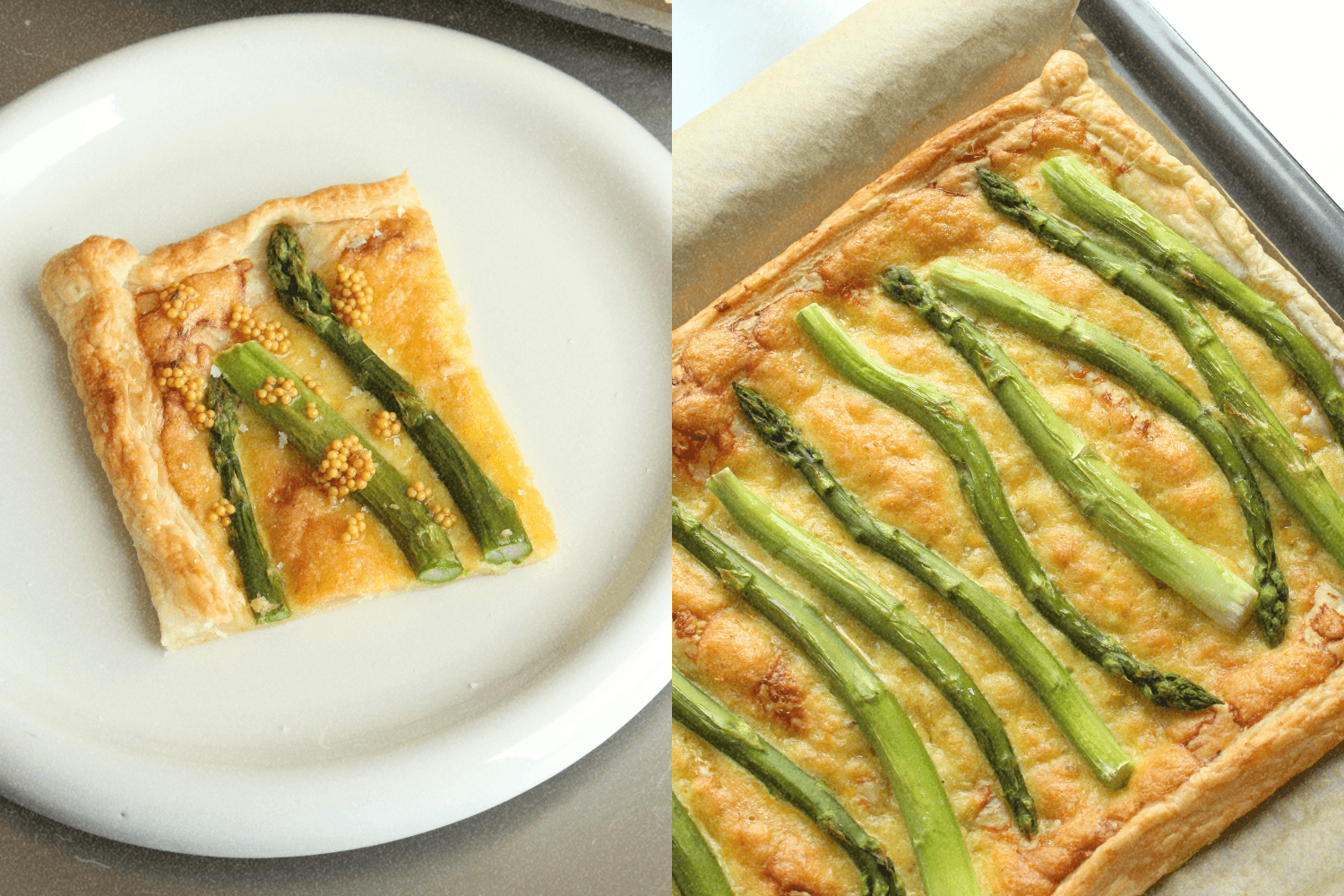 Grüner Spargel-Blätterteig-Tarte mit Bergkäse