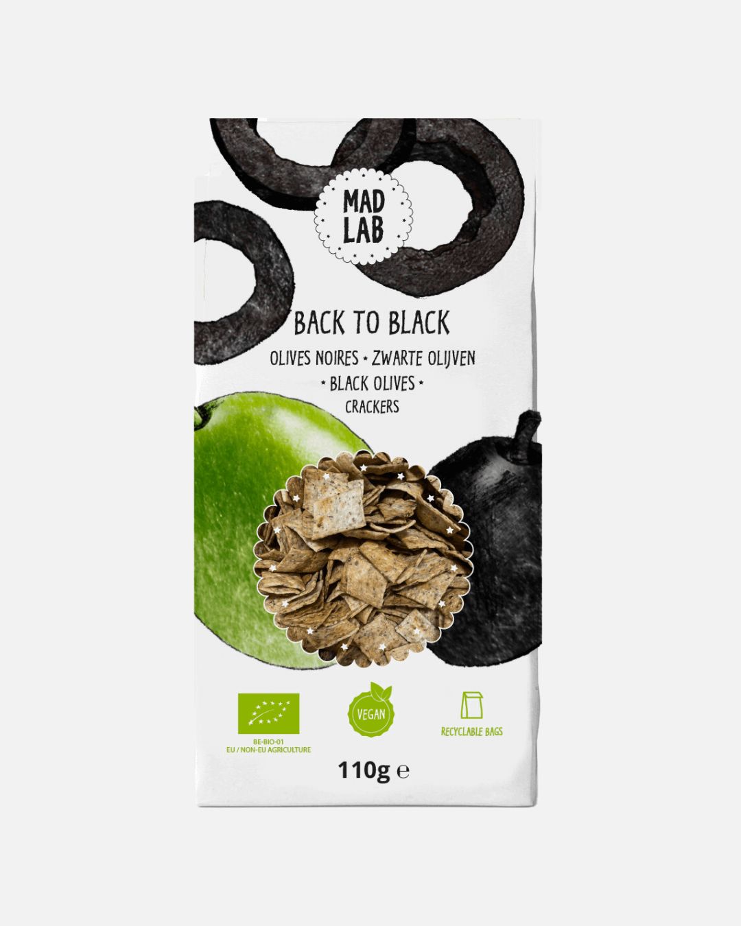 Organic Crackers with Black Olives, 110g