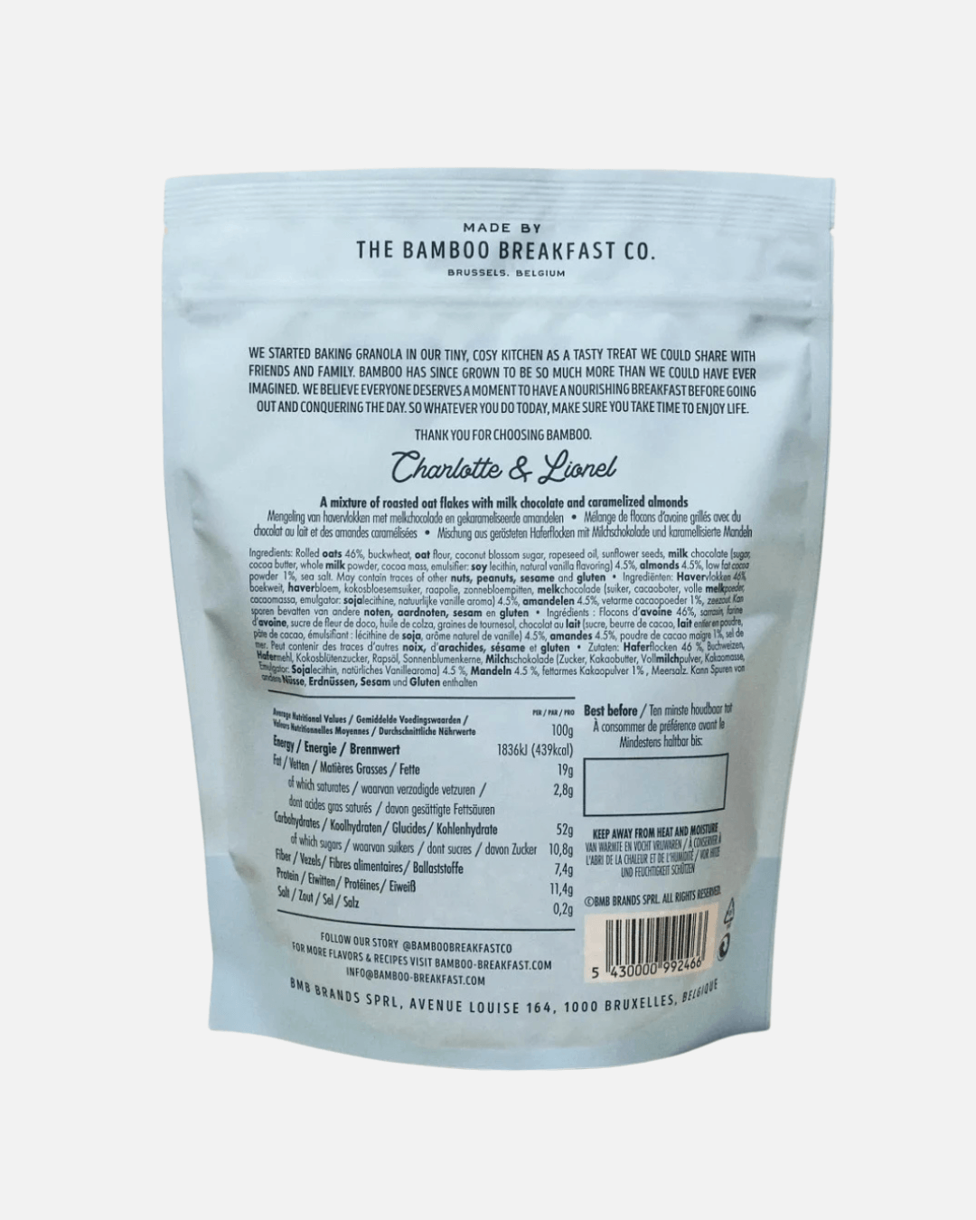 Chunky Granola mit Vollmilchschokolade und Mandeln, 500g
