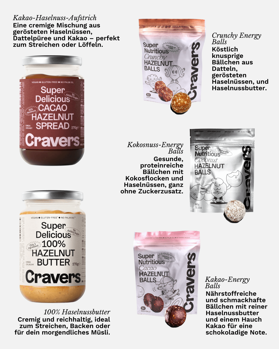 Cravers Haselnussbutter und Energy Balls Probierset