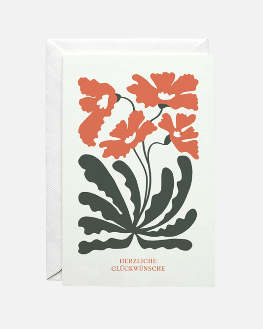 Grußkarte - Rote Blumen (personalisierbar)