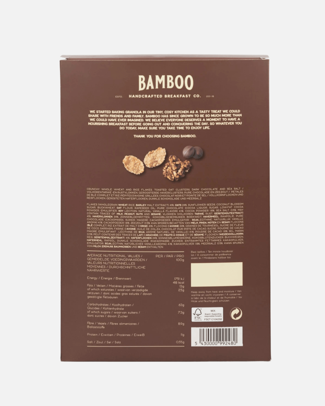 Knusprige Flocken mit dunkler Schokolade und Meersalz, 400g