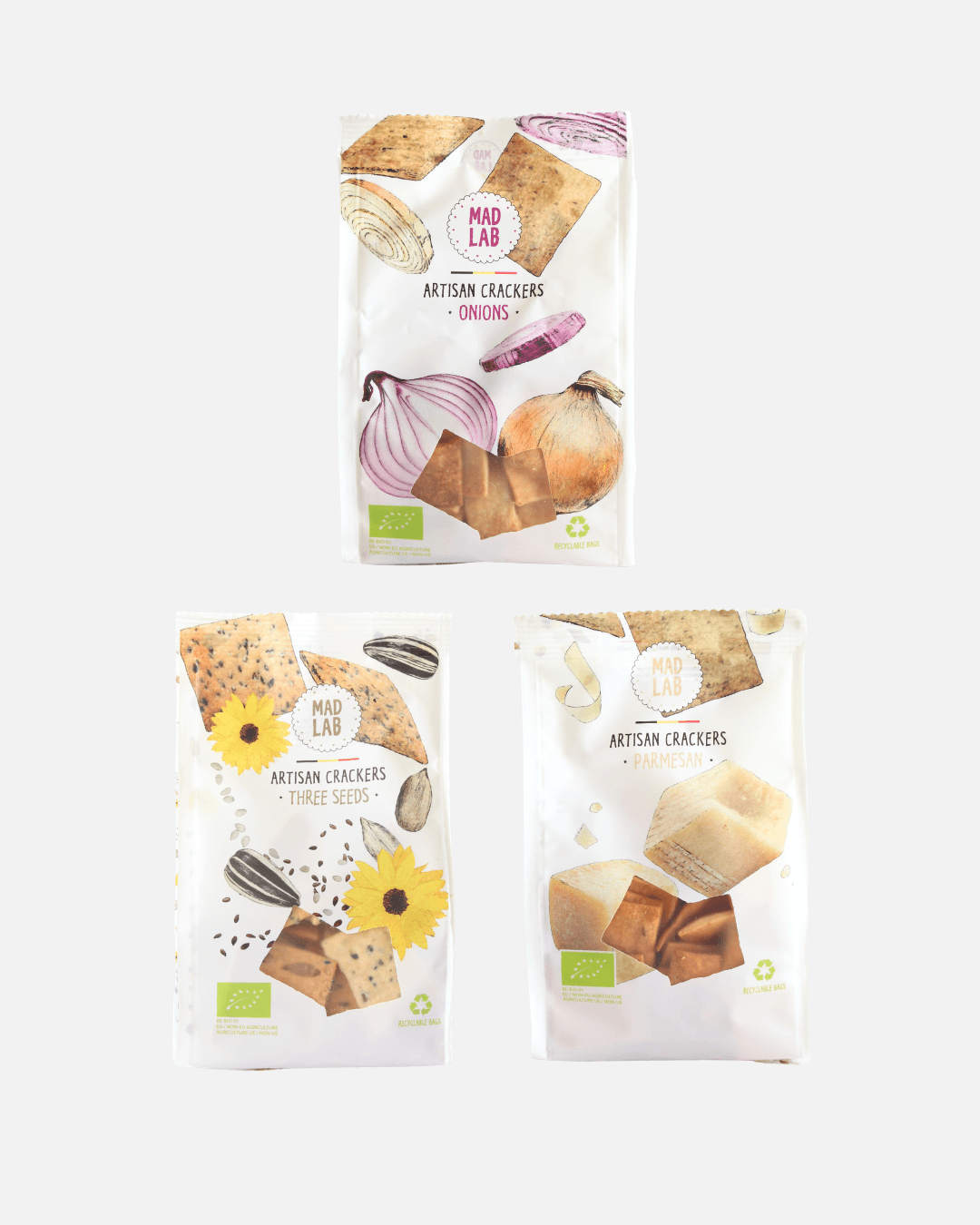 Mad Lab Organic Cracker Tasting Set, 3 x 110g