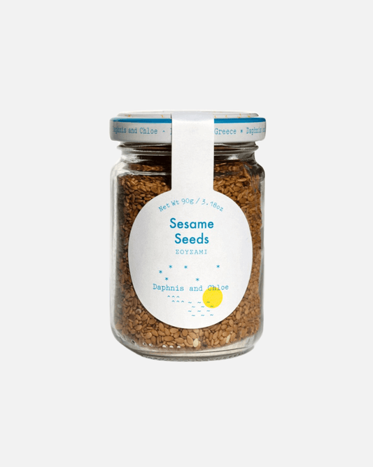 Glas mit gerösteten Sesamsamen aus Evros – Daphnis and Chloe Gourmetprodukt.